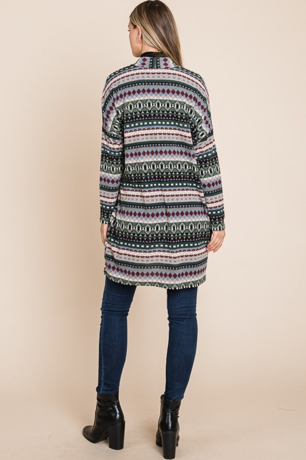 Open Front Long Sleeve Cardigan with Pockets