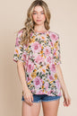 Threads of Tenderness Floral Round Neck T-Shirt