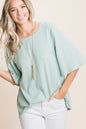 Pure Simplicity Round Neck Waffle Knit T-Shirt