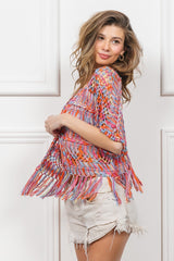 The Precious Merino  Fringed Crop Knit Cardigan