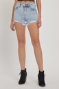 Selvedge Story Full Size High Rise Rhinestone Strap Embellished Denim Shorts