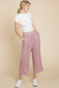 Nu Lab Striped Elastic Waist Wide Leg Pants
