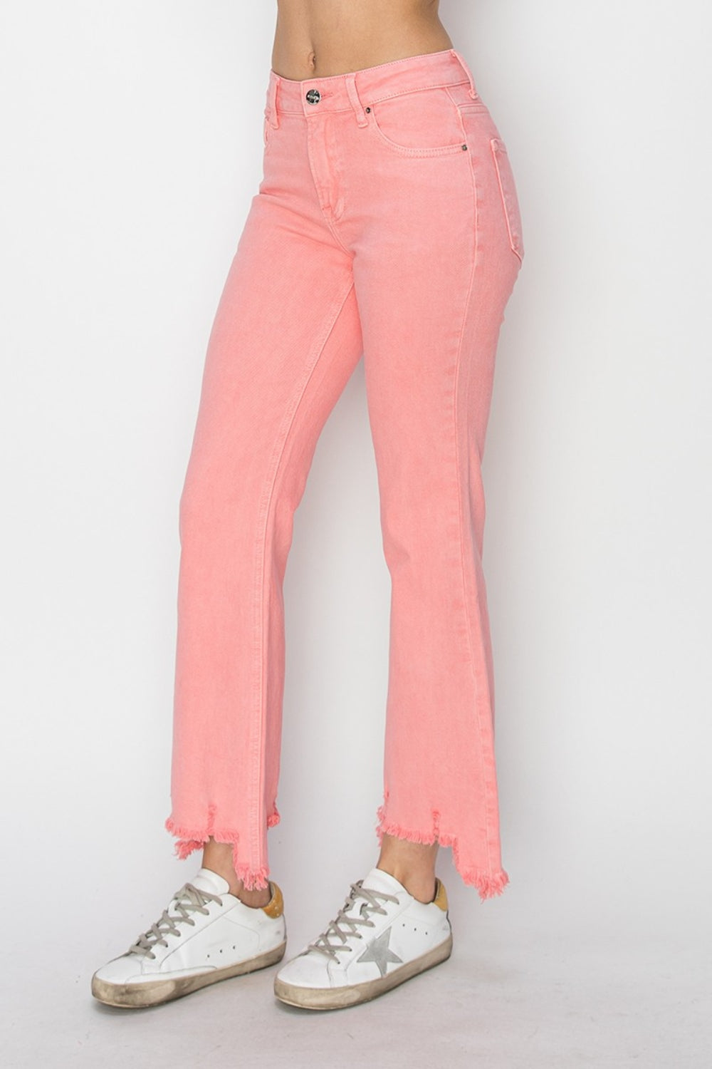 Raw Hem Bootcut Jeans with Pockets