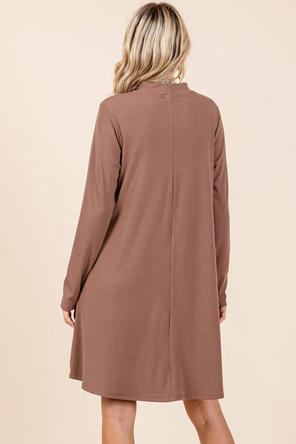 The Parisian Dream Mock Neck Long Sleeve Dress with Pockets