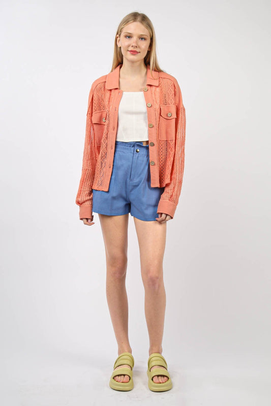 Intrigue Button Up Long Sleeve Lace Shirt