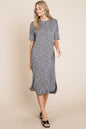 The Seraphina Cocktail Slit Round Neck Half Sleeve Midi Dress