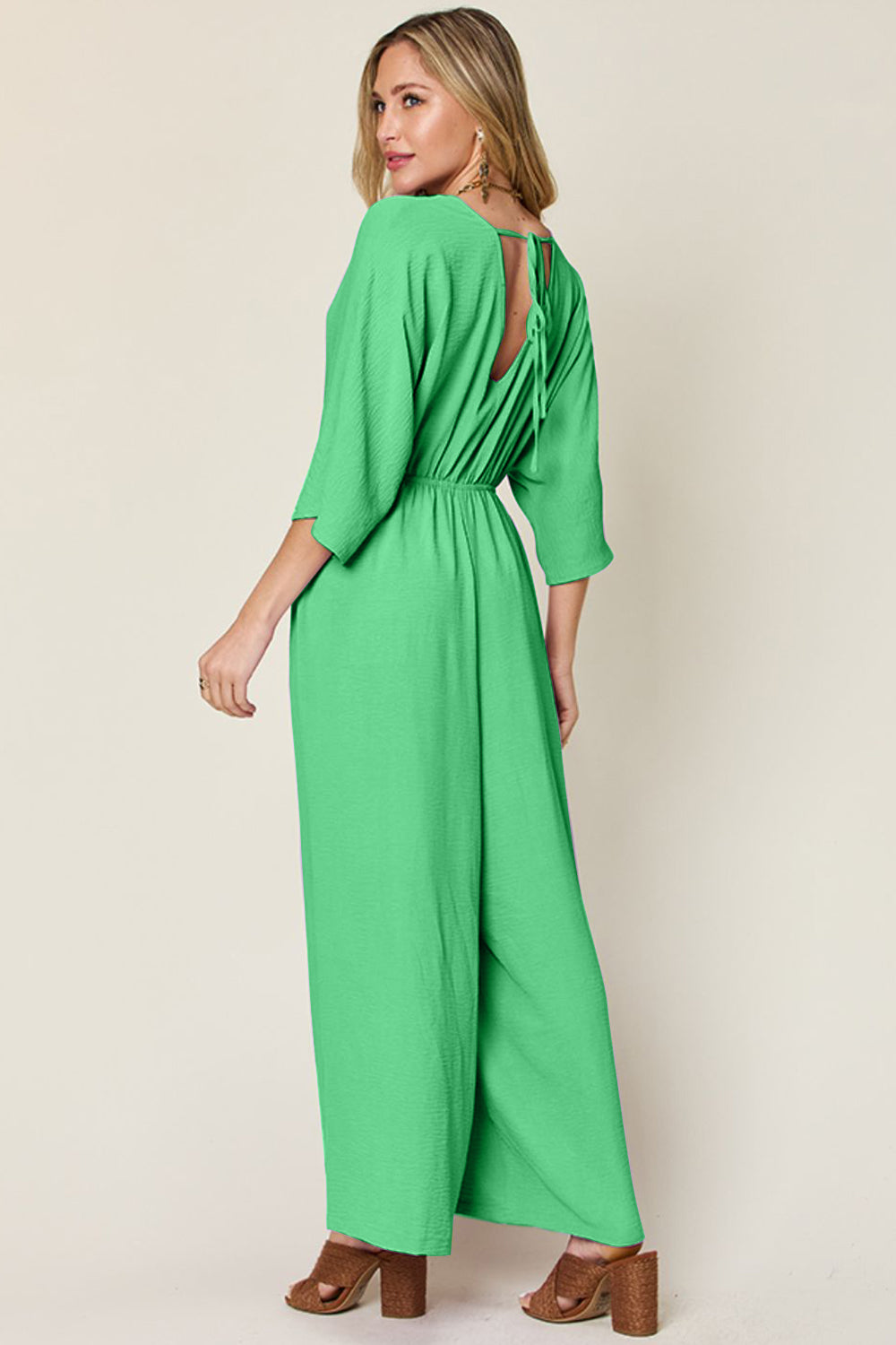 Full Size Surplice Wide Leg Jumpsuit with Pockets