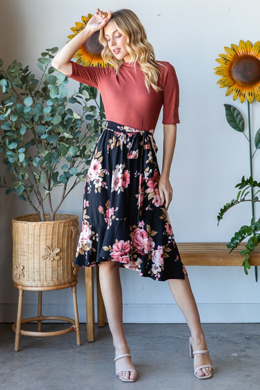 Sansplay Ethereal Floral Wrap Ruffle Hem Skirt