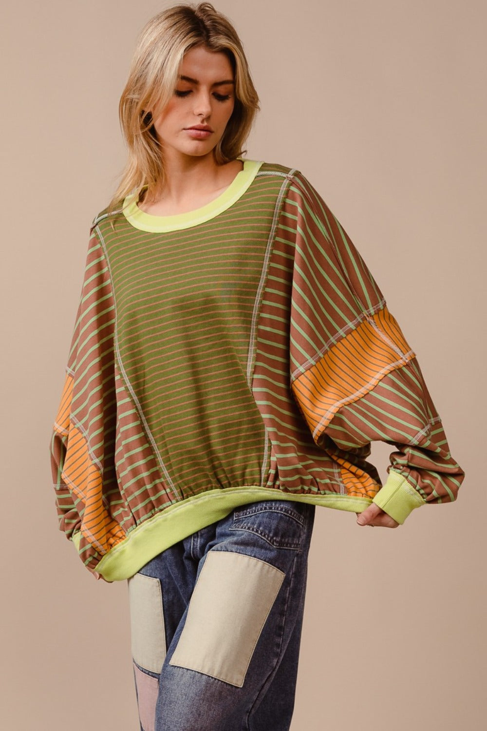 Striped Round Neck Sweatshirt