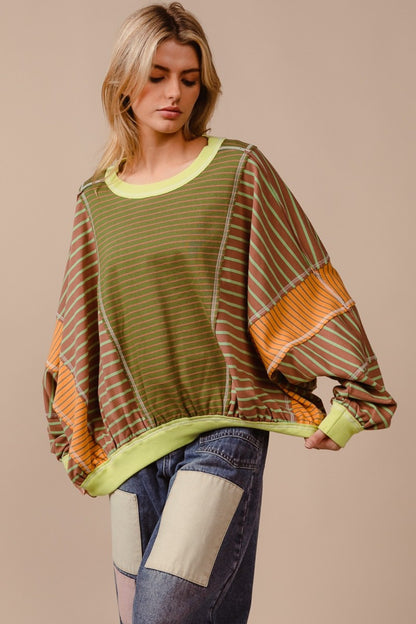 Striped Round Neck Sweatshirt