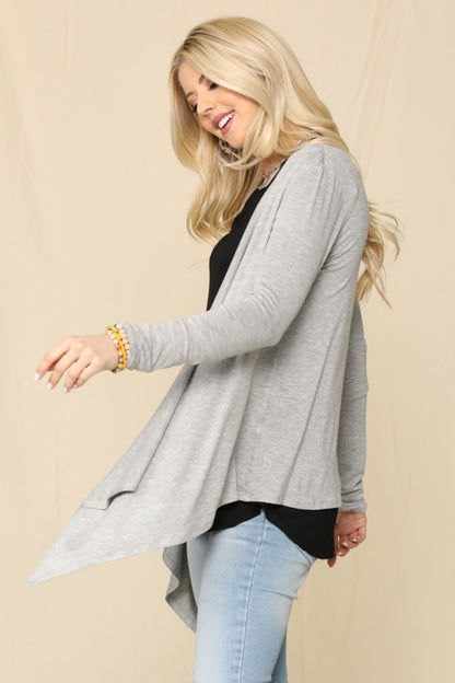 Sans Full Size Open Front Knit Cardigan
