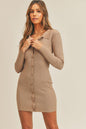 Sansplay style Button Up Ribbed Mini Shirt Dress