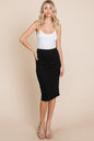 Sansplay Premium Silk Skirt Elastic Waist Pencil Skirt