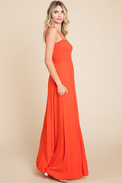Soulful Bloom Smocked Cami Maxi Dress with Pockets