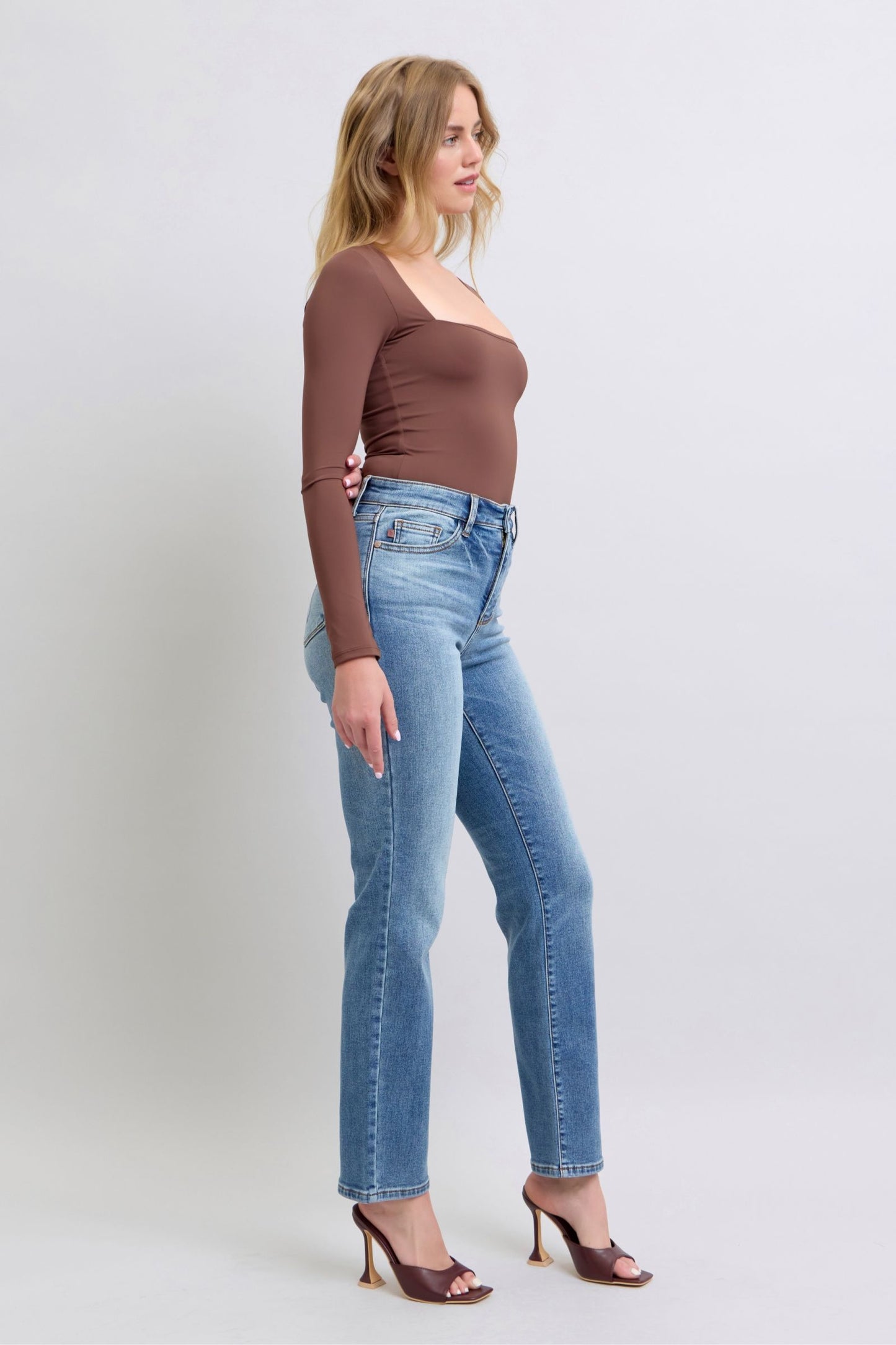 Sansplay Full Size Run Vintage Wash Thermal Straight Jeans
