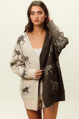 The Precious Merino Open Front Long Sleeve Contrast Cardigan