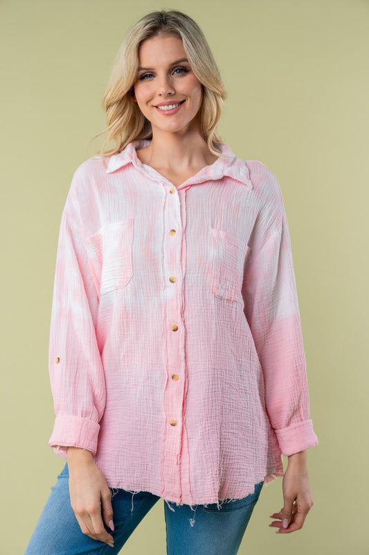Ethereal Full Size Long Sleeve Tie Dye Shirt