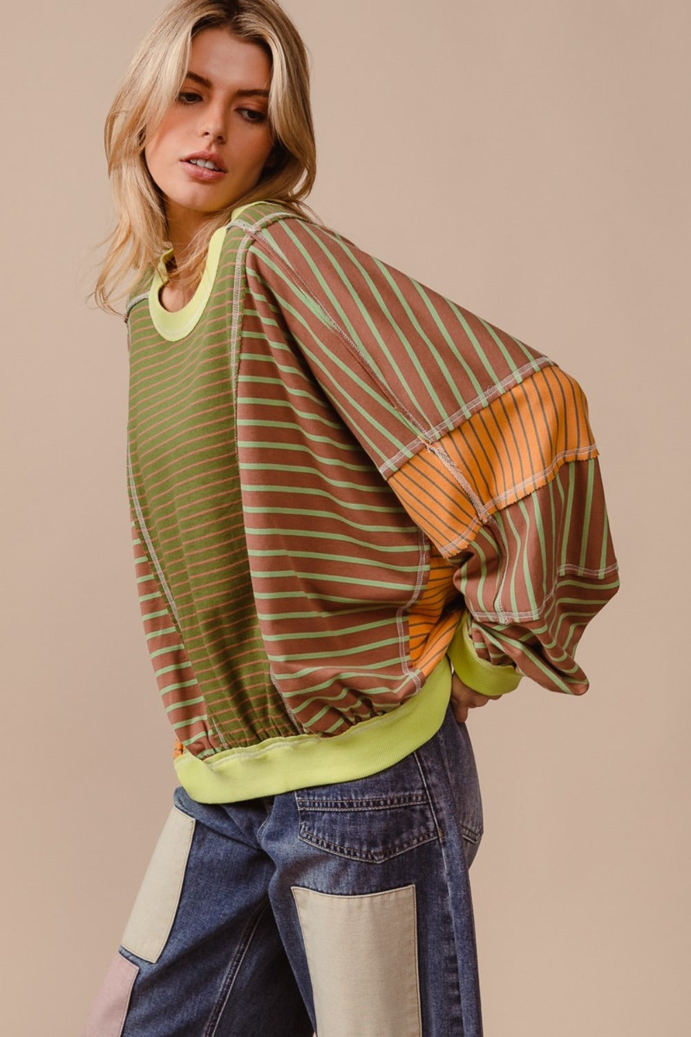 Striped Round Neck Sweatshirt