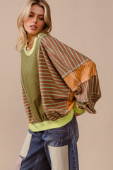 Striped Round Neck Sweatshirt